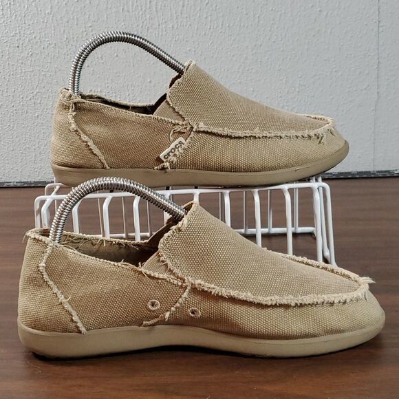 Crocs Santa Cruz Slip On Loafers Casual Beach Boat Shoes Tan Men's 7 - Picture 2 of 7